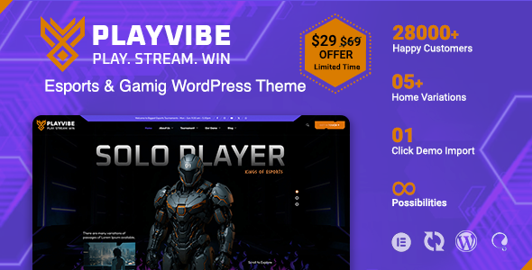Playvibe-电子竞技和游戏WordPress主题