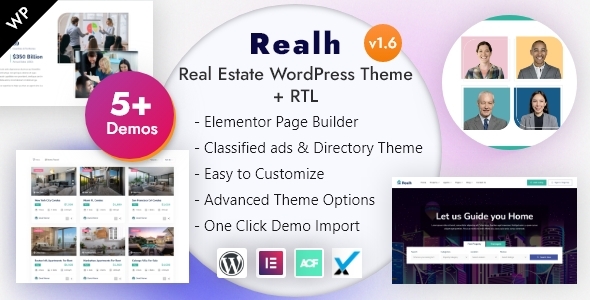 Realh-房地产、住房和房产列表元素或WordPress主题