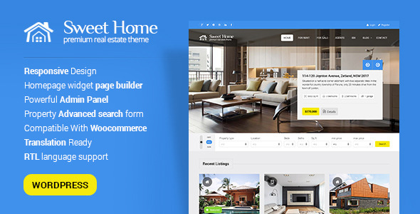 Sweethome-响应式房地产WordPress主题