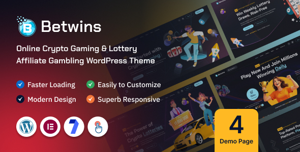 Betwins-在线加密游戏和彩票赠品联盟WordPress主题