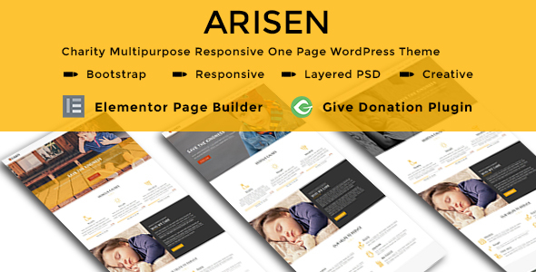 ARISEN-慈善多用途响应式单页WordPress主题