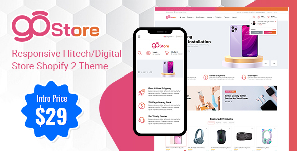GoStore-响应式Hitech/数字商店Shopify主题