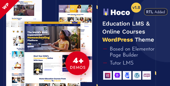 Hoco-教育LMS和在线课程Elementor WordPress主题