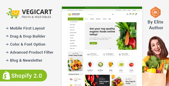 Vegicart-有机水果和蔬菜商店Shopify 2.0响应式主题