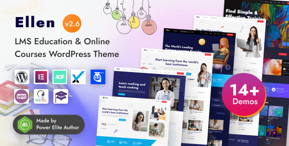 Ellen-LMS教育，在线辅导课程Elementor WordPress主题