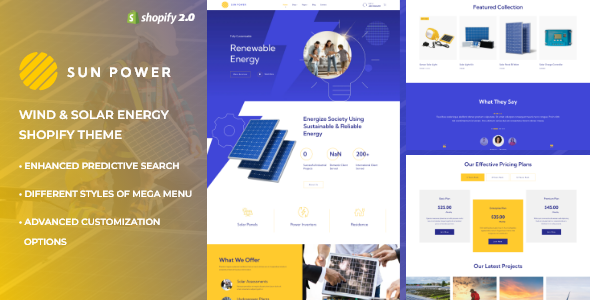 SunPower-太阳能和风能商店Shopify主题