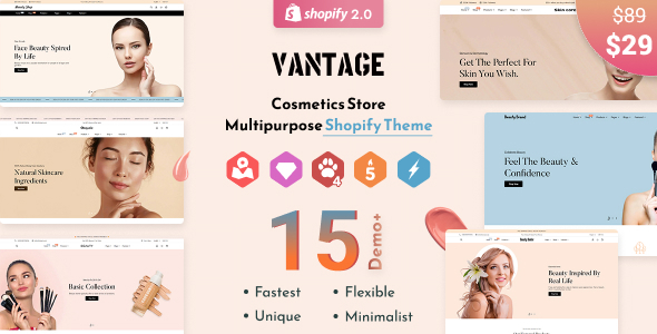 Vantage-美容化妆品Shopify主题操作系统2.0-多语言-RTL支持