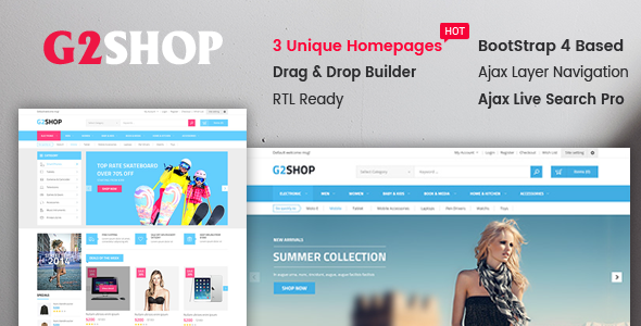 G2Shop-响应式多功能Bootstrap 4 Shopify主题