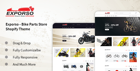 Exporso-汽车零部件和汽车配件商店Shopify主题