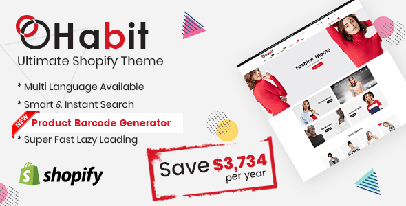 Habit-时尚Shopify主题多用途响应模板