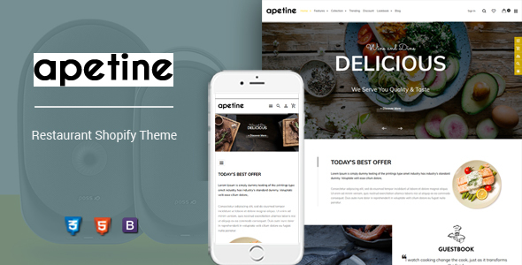 Apetine-响应式食品和餐厅Shopify