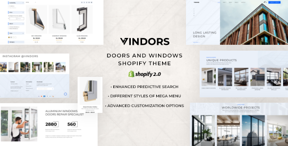 Vindors-门系统和Windows Shopify主题
