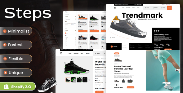 步骤-运动鞋，鞋类鞋Shopify 2.0主题