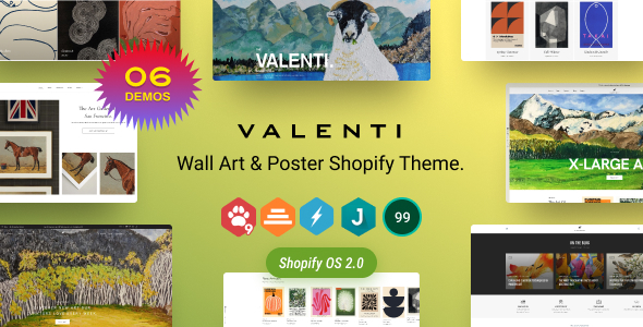 Valenti-墙壁艺术和海报Shopify主题操作系统2.0