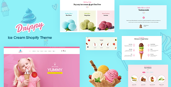 Drippy-蛋糕店、冰淇淋店Shopify主题