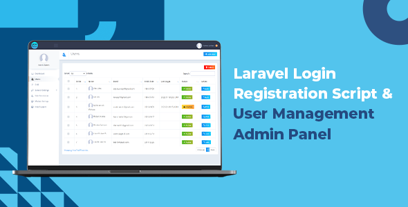 Laravel 登录注册脚本和用户管理管理面板