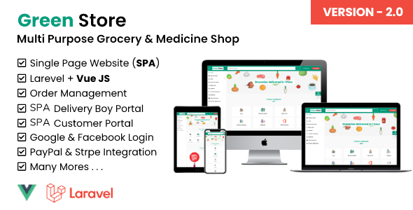 绿色商店 – Laravel 和 VUE 单页杂货店
