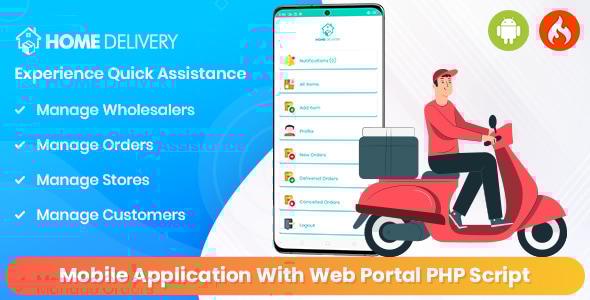 在线杂货店 – 带有 Web 门户 PHP 脚本的送货上门移动应用程序