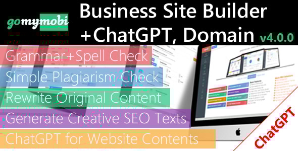 gomymobiBSB (v4):ChatGPT + B2C 网站和商店构建器,带域、元素构建器、PayPal、聊天