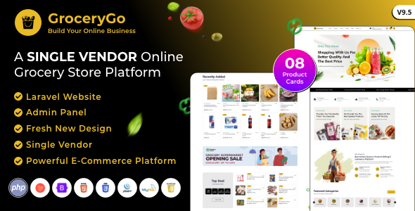 GroceryGo – 单一供应商在线杂货店 Laravel 网站平台