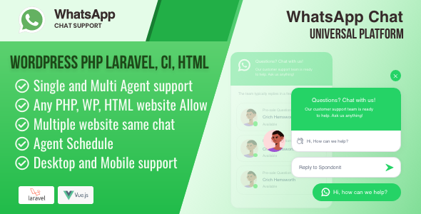 WhatsApp Chat – Universal Platform WordPress PHP HTML Standalone Software