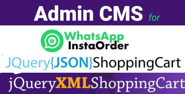 Admin CMS for WhatsApp Insta Order – jQuery JSON Store Shop – jQuery XML Store Shop