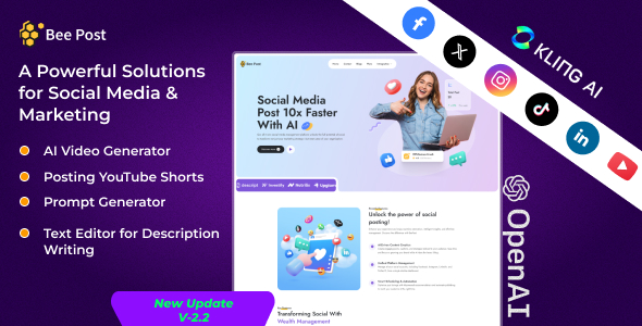 BeePost – AI Social Media Management Content Creation SaaS with Subscription System