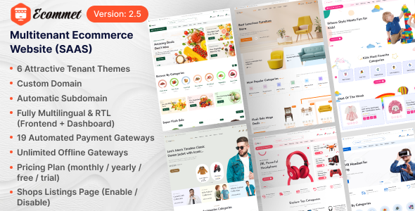 Ecommet – Multitenant Ecommerce Website (White Label)