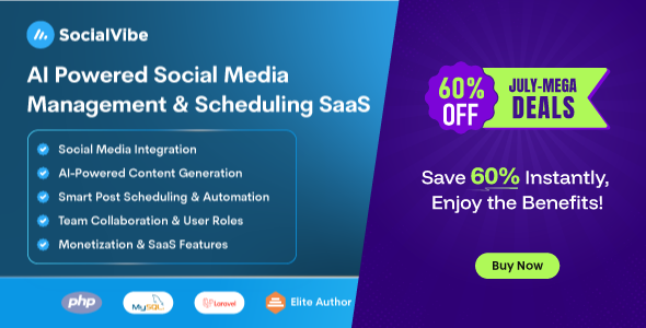 SocialVibe – 人工智能驱动的社交媒体管理和调度 SaaS