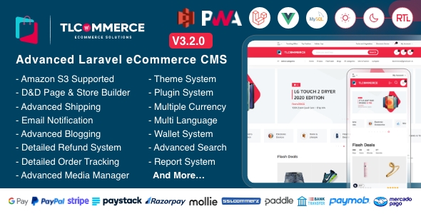 TLCommerce | Laravel VueJS Powered Ecommerce CMS with PWA