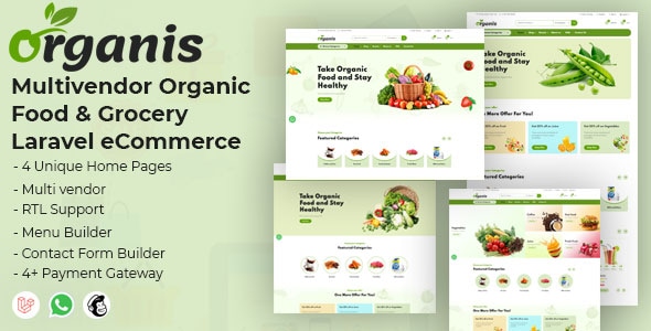 Organis – 多供应商有机食品和杂货 Laravel 电子商务
