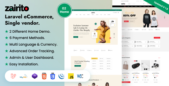 Zairito – Laravel 电子商务系统 |单一供应商