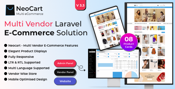 NeoCart – 带管理面板的多供应商电子商务 Laravel 网站