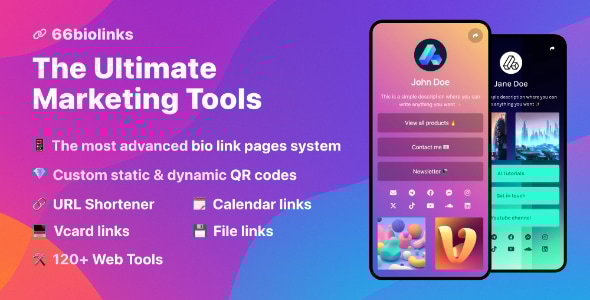 66biolinks – 生物链接、URL 缩短器、QR 码和网络工具 (SAAS)