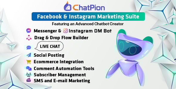 ChatPion: AI Chatbot for Facebook, Instagram, eCommerce, SMS/Email Social Media Marketing (SaaS)