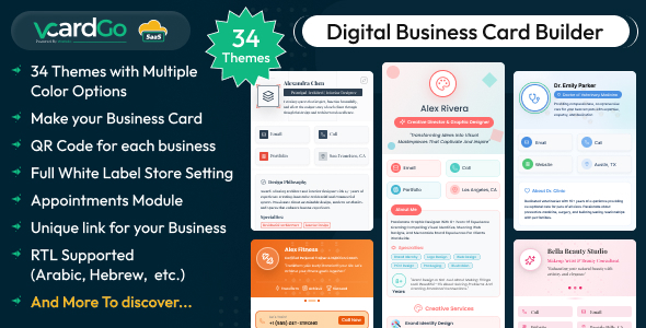 vCard SaaS – 数字名片生成器 – Bio Links Builder