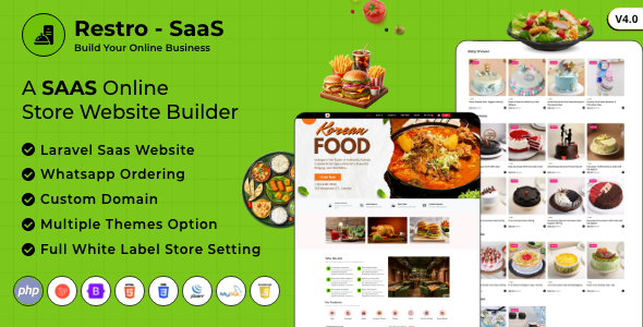 Restro SaaS – Multi Restaurant Online WhatsApp Food Ordering System