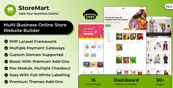 StoreMart SaaS – Online Product Selling Business Website Builder