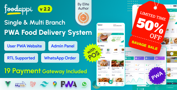FoodAppi – PWA 送餐系统和 WhatsApp 菜单订购与管理面板 |餐厅POS