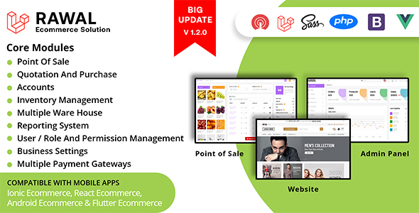 Rawal – All in One Laravel Ecommerce Solution with POS for Single Multiple Location Business Brand