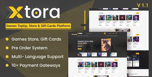 Xtora – 游戏充值、商店和礼品卡卖家,具有预购管理功能