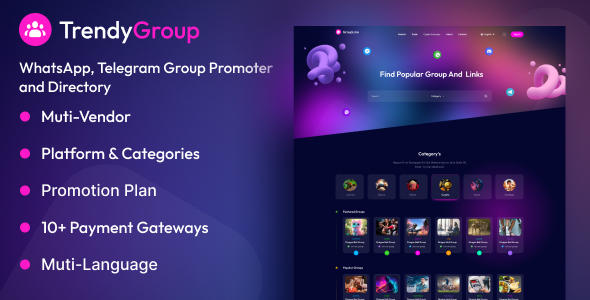 TrendyGroup – Whatsapp、Telegram 群组推广者和目录