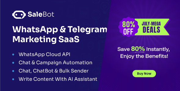 SaleBot – WhatsApp And Telegram Marketing SaaS – ChatBot  Bulk Sender