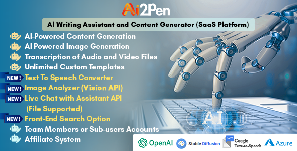 Ai2Pen – AI 写作助手和内容生成器（SaaS 平台）