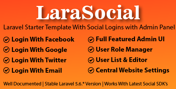 LaraSocial – 具有用户角色 + 管理面板的 Laravel 社交登录