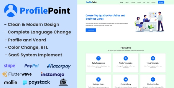 ProfilePoint – SAAS 多用户数字名片、简历和作品集生成器