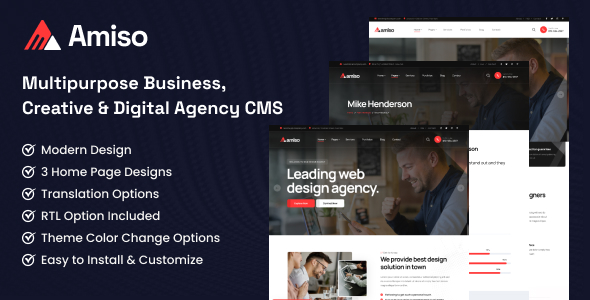 Amiso – Multipurpose Business, Creative  Digital Agency CMS