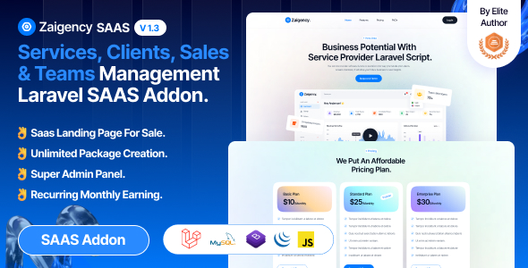 Zaigency – 服务、客户、销售和团队管理 SAAS 插件。