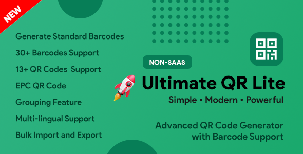 UltimateQR Lite – QR 码生成器 + 条形码生成器 |Laravel PHP 脚本