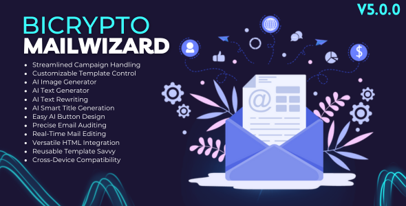 MailWizard 插件 For Bicrypto – AI 图像生成器、AI 内容生成器、拖放电子邮件编辑器
